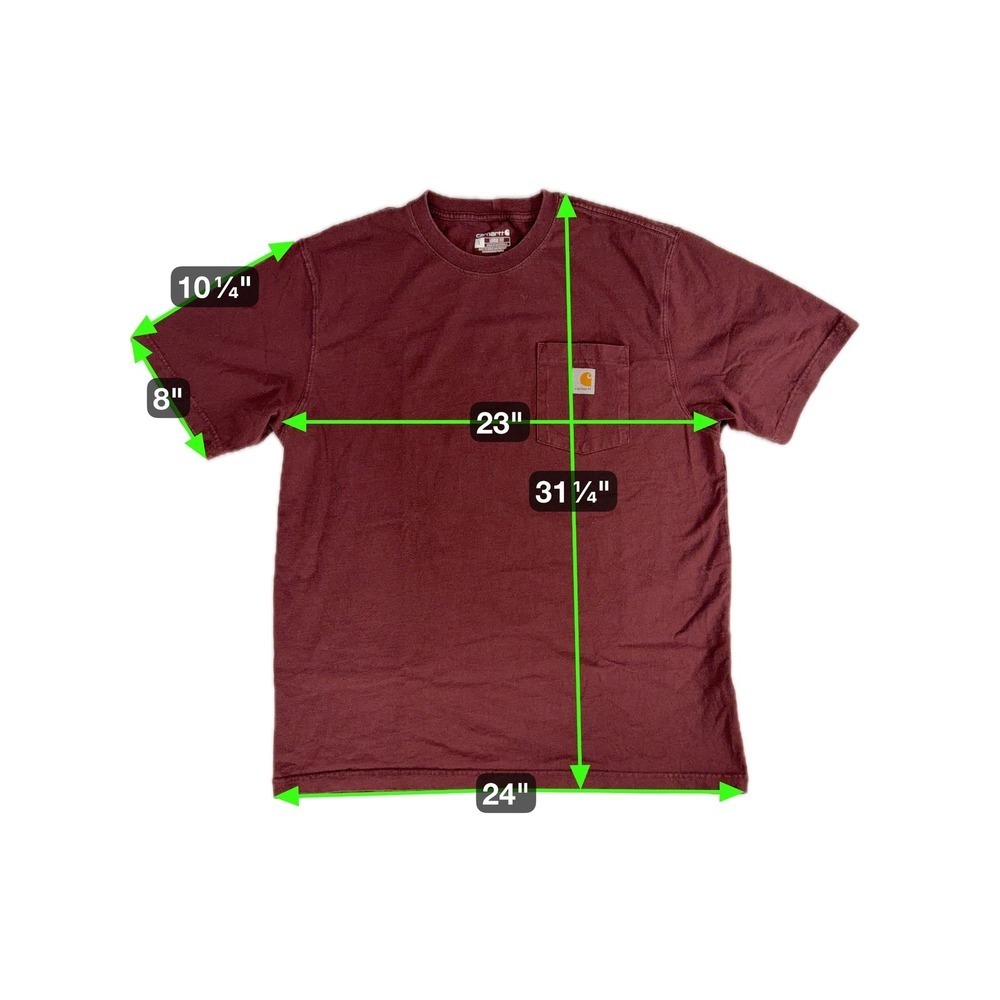 Carhartt Men's Pocket T Shirt Large Burgundy Loose Fit Short‎ Sleeve Casual - Picture 3 of 6